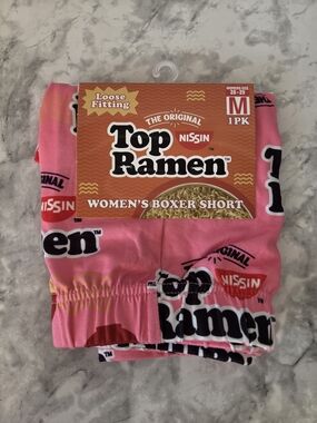 Top Ramen Women's Pink Boxer Shorts - Size Medium
